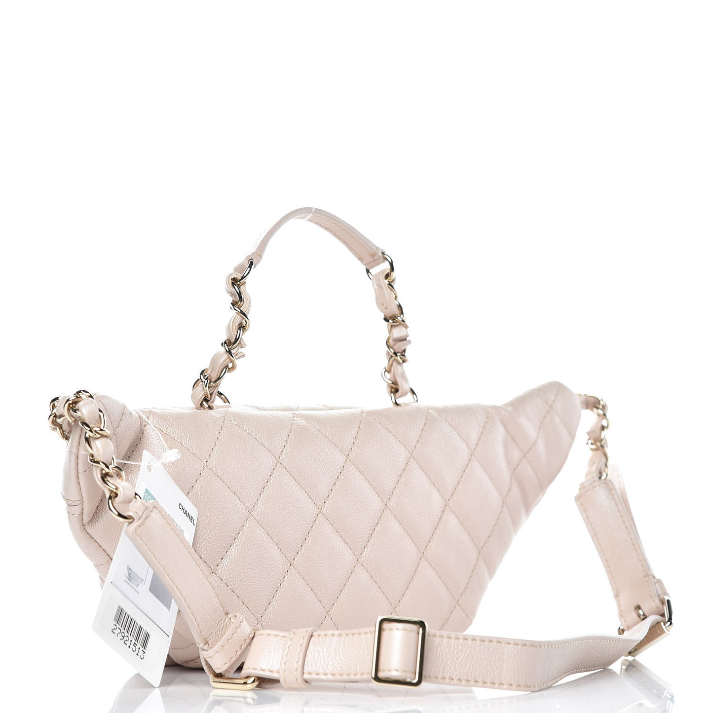 Iridescent Calfskin Quilted All About Waist Belt Bag Beige