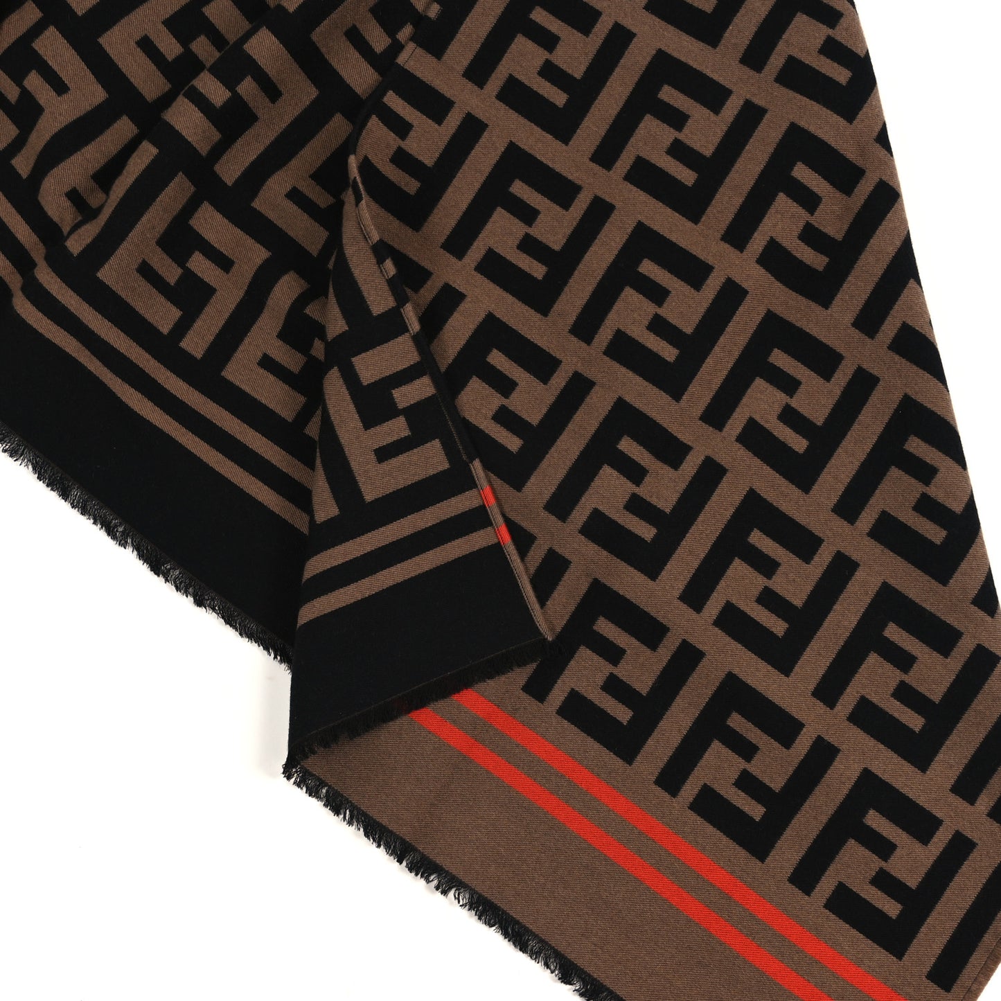 Wool Silk Macro FF Shawl Black Tobacco