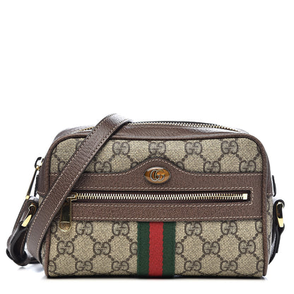 Gucci GG Supreme Monogram Web Mini Ophidia Shoulder Bag Brown 1 of 11
