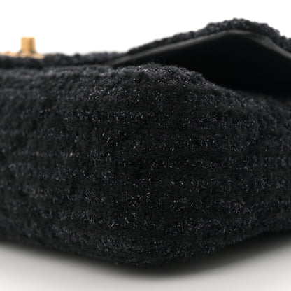 Chanel Tweed Quilted Medium Crystal CC Single Flap Black 10 of 10