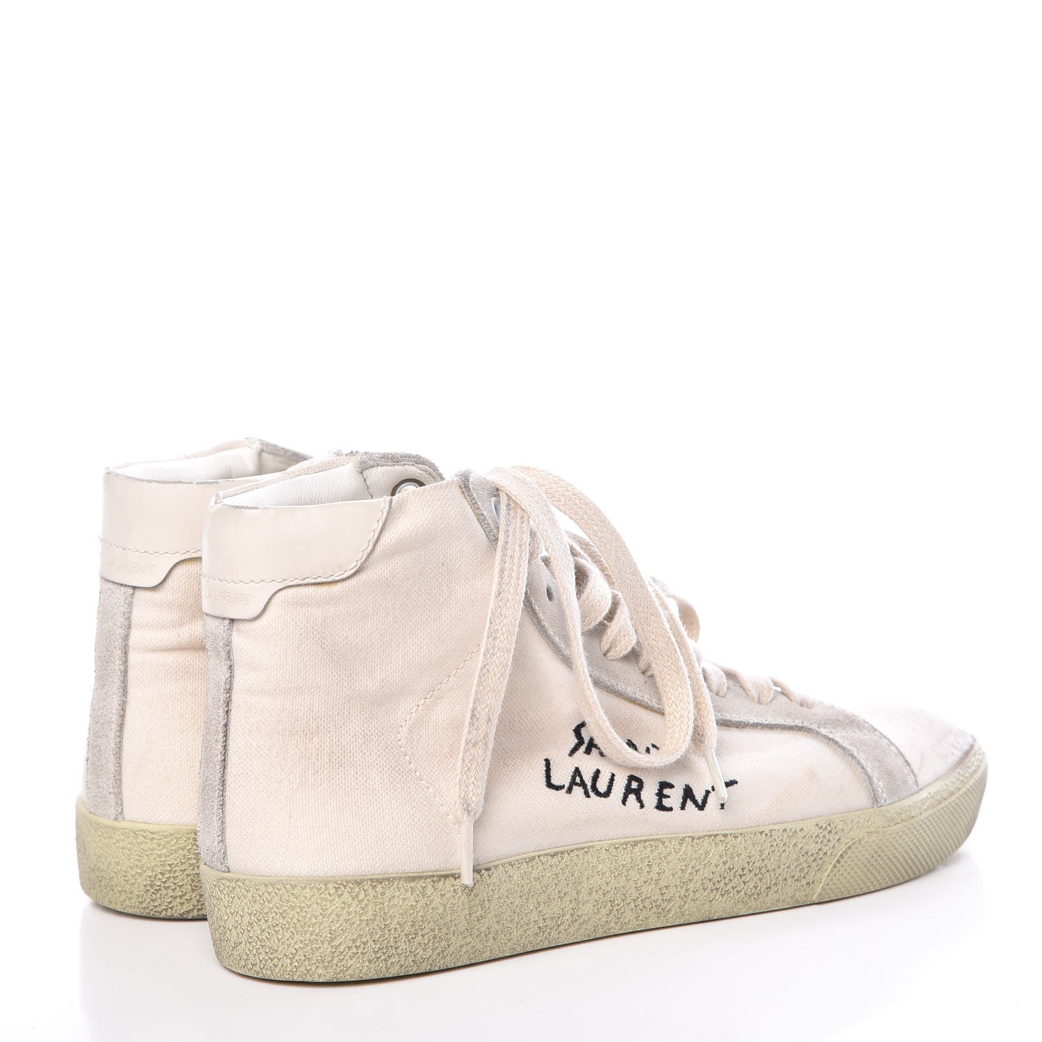Saint Laurent Distressed Canvas Womens Classic Court High Top Sneakers 36 Milk Panna 4 of 11