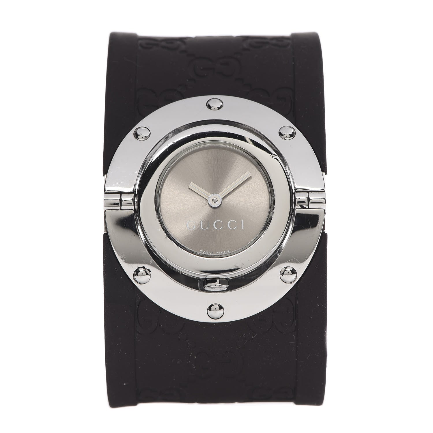 Gucci Stainless Steel Rubber 33mm Twirl Quartz Watch Brown 1 of 11