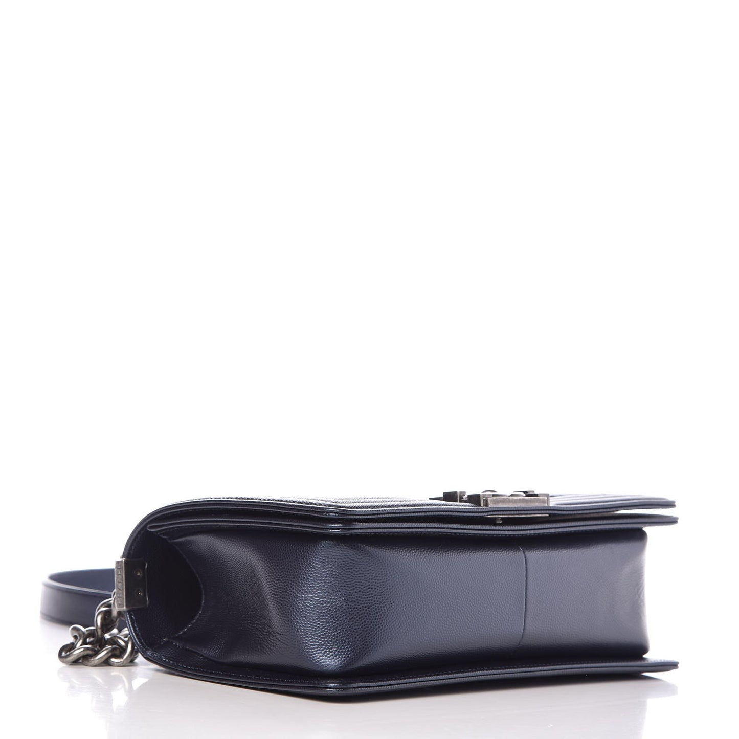 Metallic Caviar Quilted Medium Boy Flap Navy