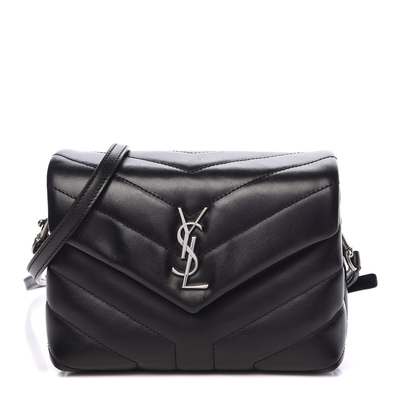 Saint Laurent Calfskin Y Quilted Monogram Toy Loulou Crossbody Bag Black 1 of 11
