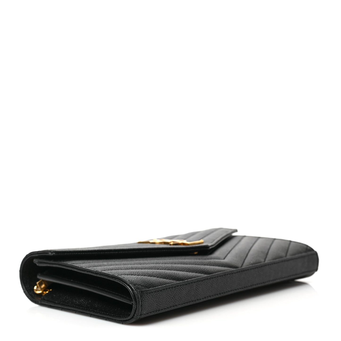 Grain De Poudre Matelasse Chevron Monogram Chain Wallet Black