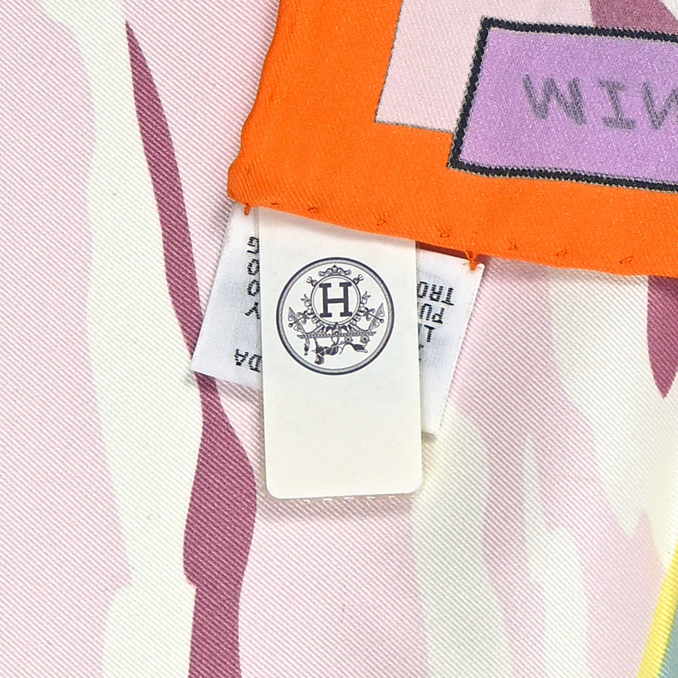 Silk Minuit Au Faubourg Scarf 70 Orange Gris Jaune