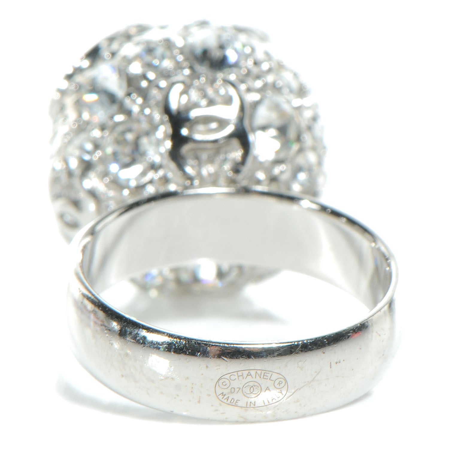 Chanel Crystal CC Ring Silver 6.25 4 of 5