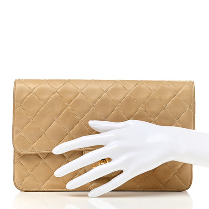 Chanel Lambskin Quilted Single Chain Flap Beige 2 of 10