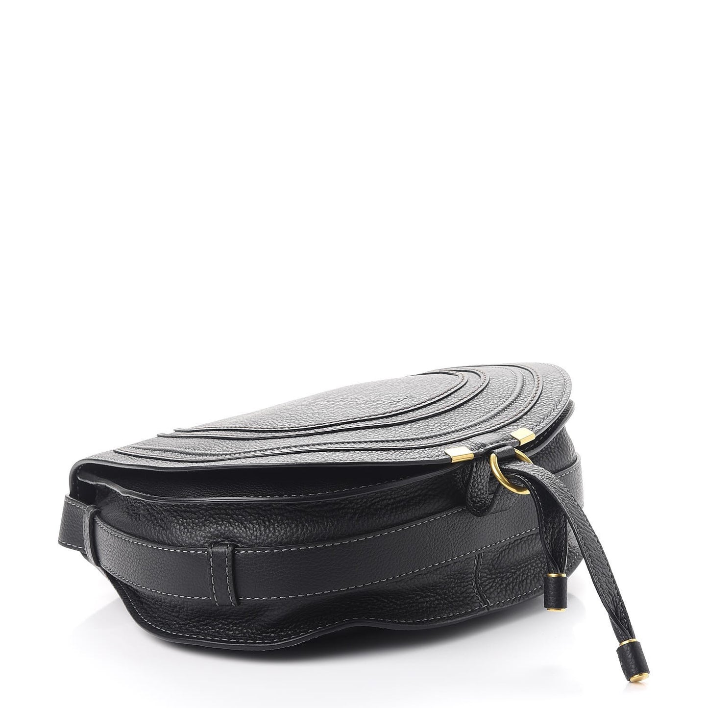 Calfskin Medium Marcie Round Crossbody Bag Black