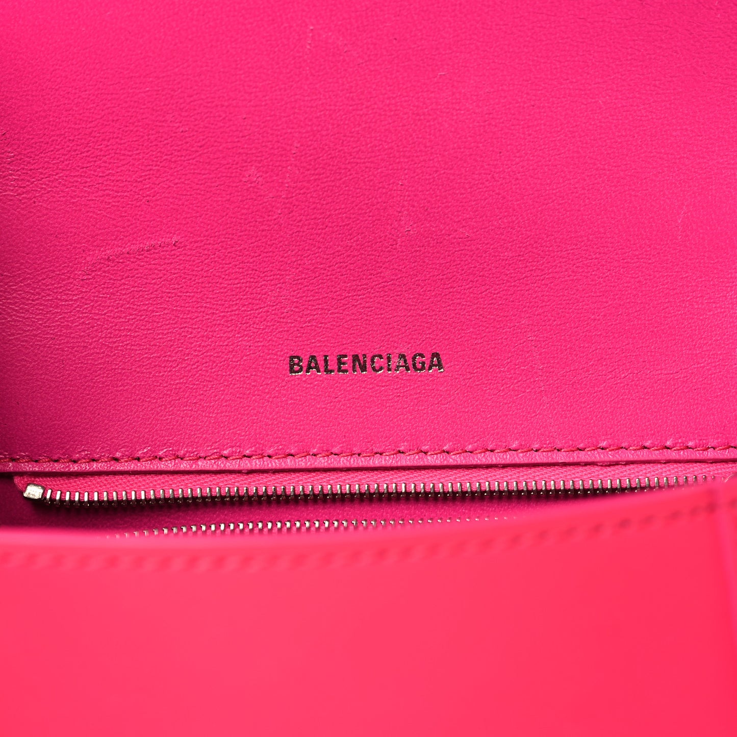 Shiny Box Calfskin Small Hourglass Top Handle Bag Acid Fuchsia