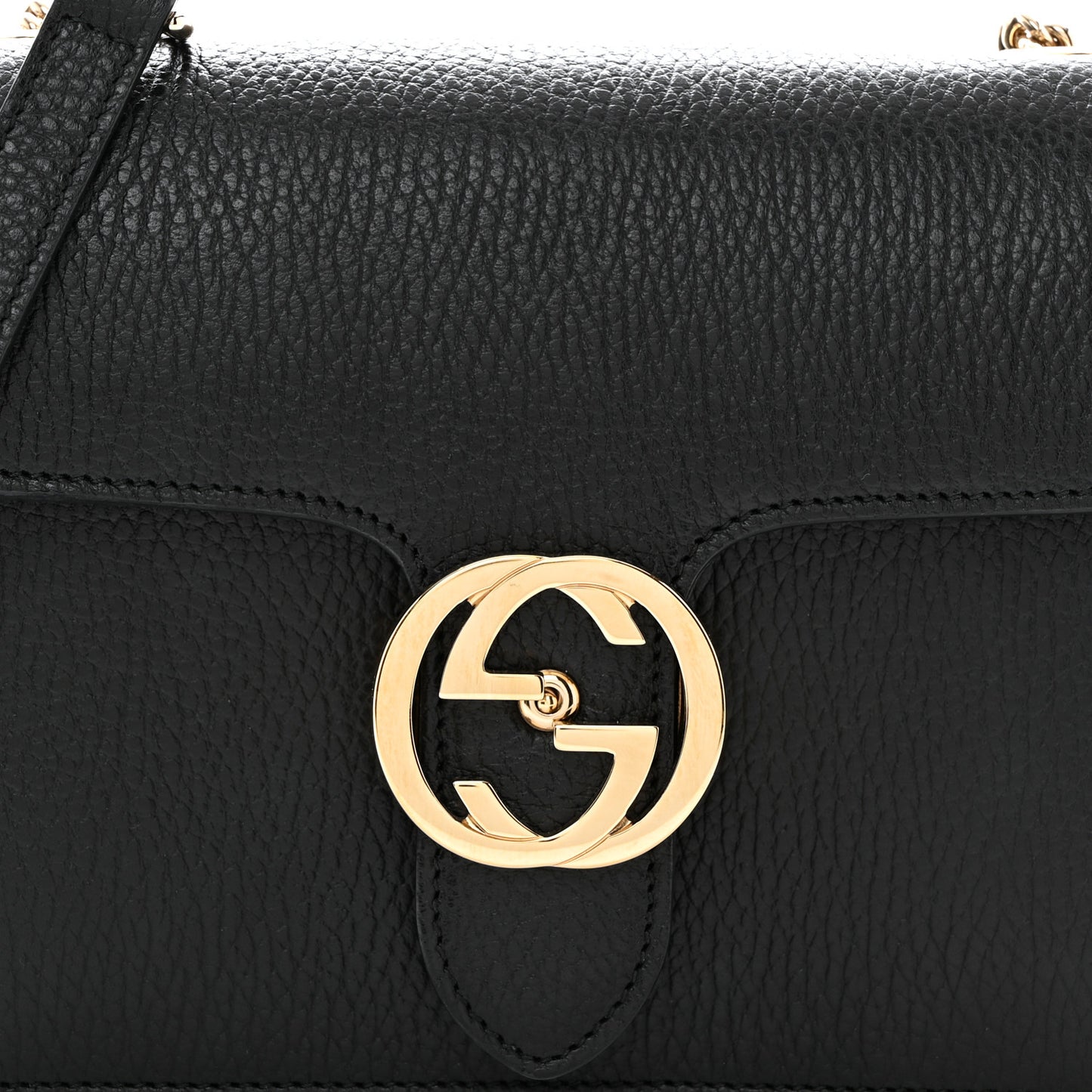 Dollar Calfskin Small Interlocking G Shoulder Bag Black