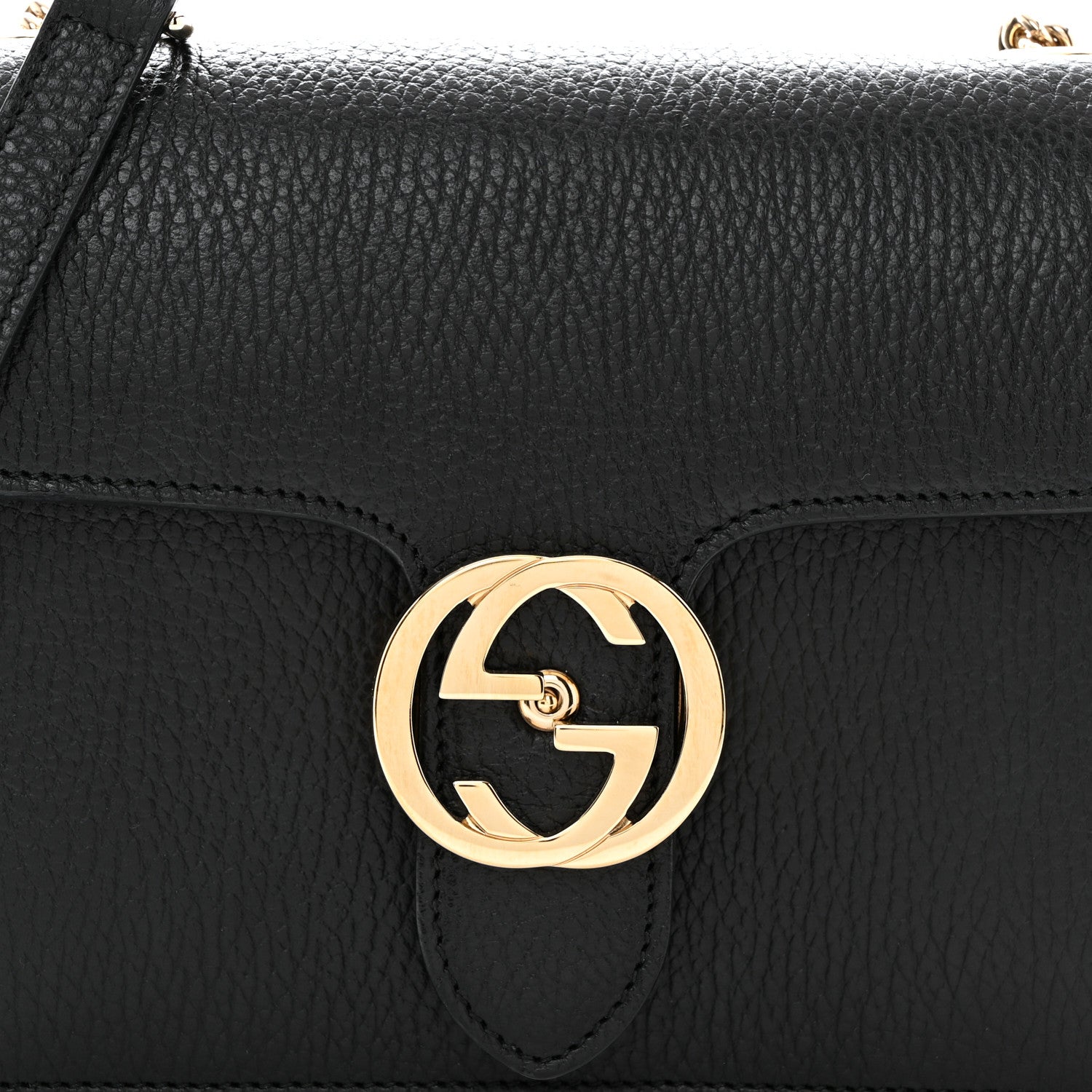 Gucci Dollar Calfskin Small Interlocking G Shoulder Bag Black 9 of 11