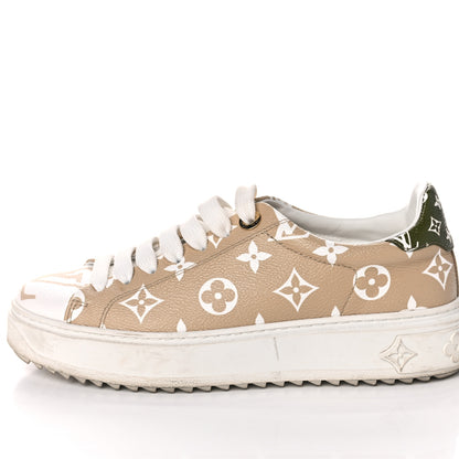 Louis Vuitton Monogram Giant Time Out Sneakers 36 Kaki White Beige 17 of 19