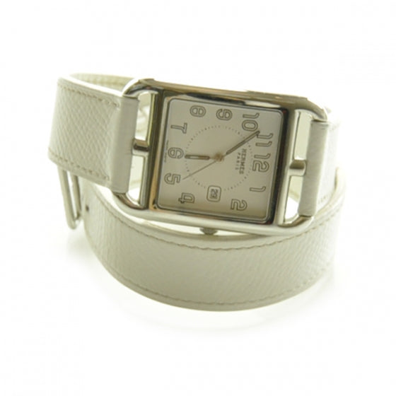 Hermes Stainless Steel Epsom 29mm Cape Cod Double Tour Quartz Watch Blanc 1 of 7