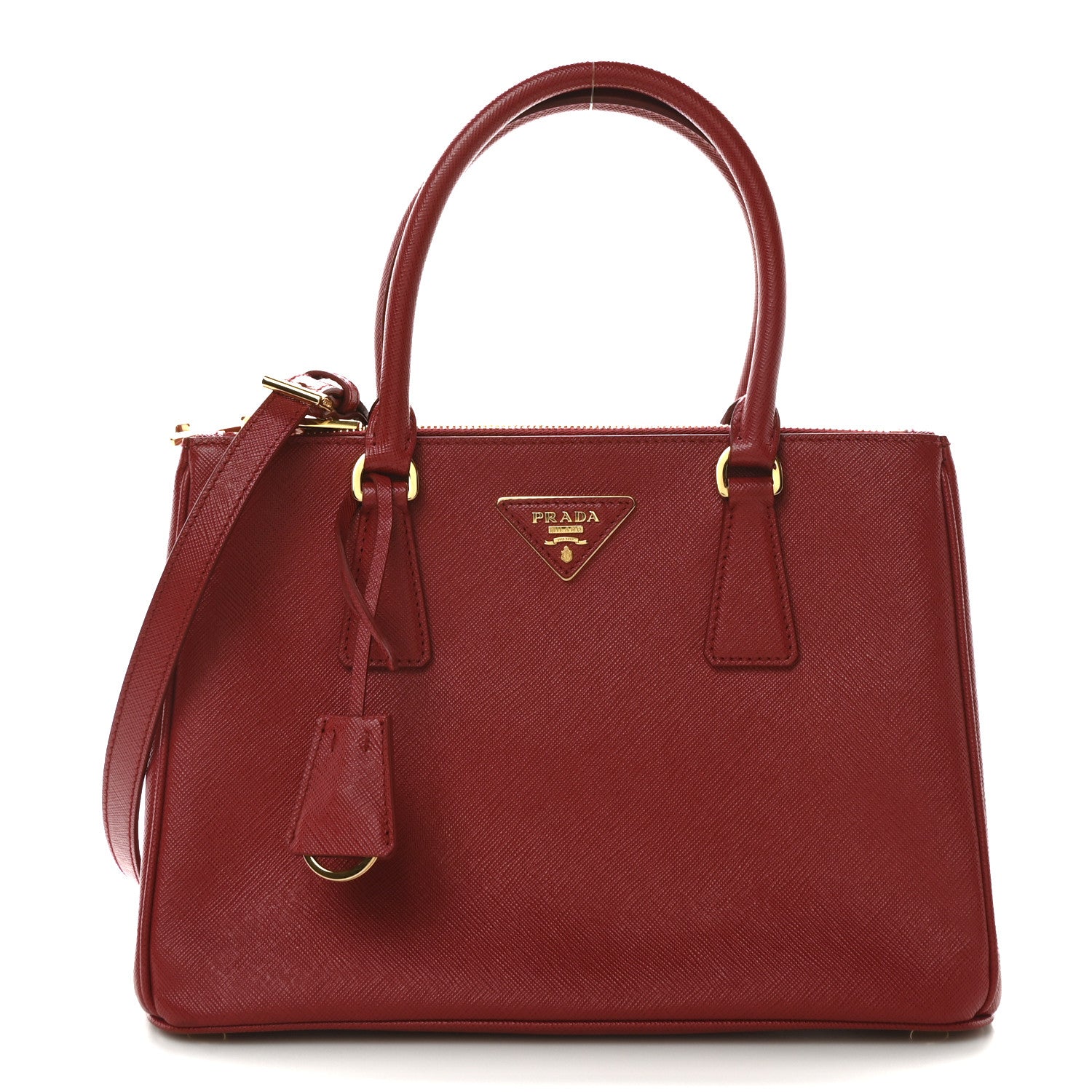 Prada Saffiano Small Galleria Double Zip Tote Fuoco 1 of 10
