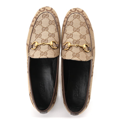 Gucci Monogram Jumbo GG Malaga Kid Horsebit Womens Jordaan Loafers 35.5 Beige Ebony New Acero 2 of 10