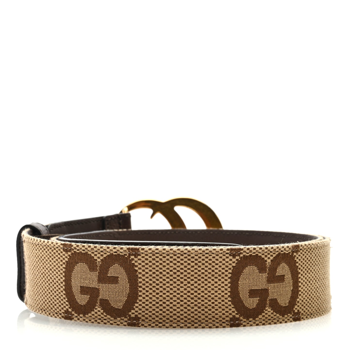 Monogram Jumbo GG Textured Dollar Calfskin Double G 40mm Belt 110 44 Camel Ebony