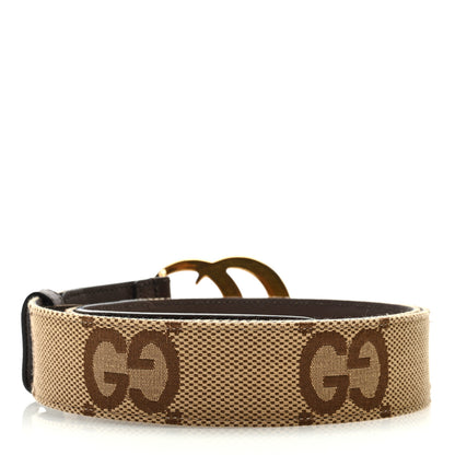 Gucci Monogram Jumbo GG Textured Dollar Calfskin Double G 40mm Belt 110 44 Camel Ebony 2 of 5