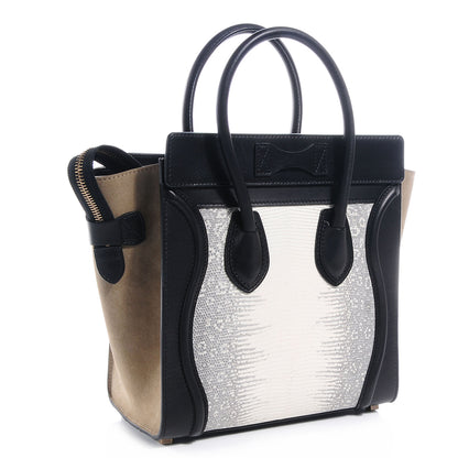 Celine Calfskin Suede Lizard Micro Tri-Color Luggage Taupe 3 of 7