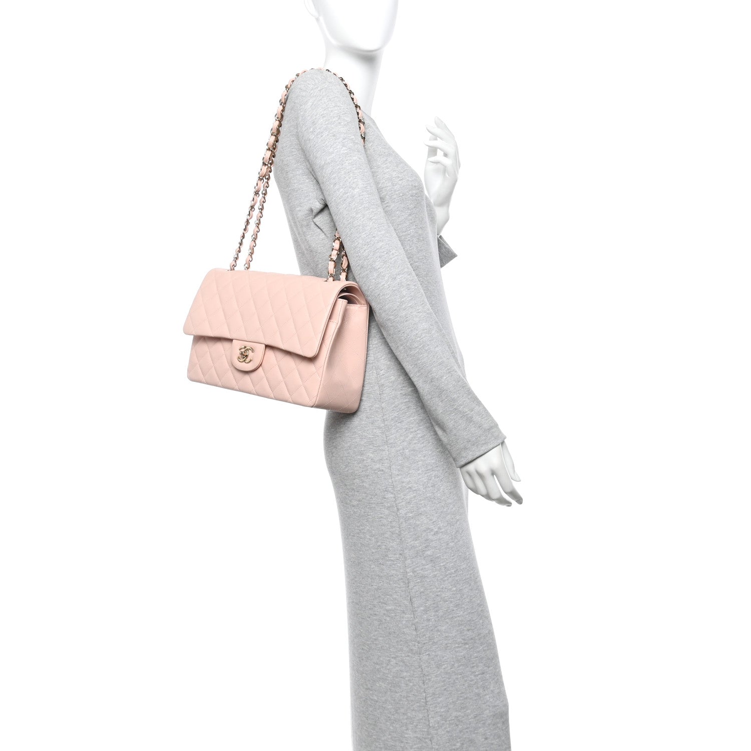 Chanel Caviar Quilted Jumbo Double Flap Light Pink 2 of 10