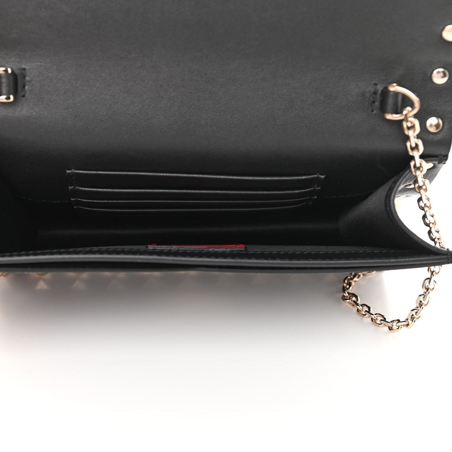 Vitello Rockstud Envelope Wallet on Chain Black