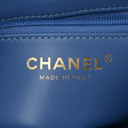Chanel Shiny Aged Calfskin Quilted Nano Kelly Shopper Blue 6 of 11