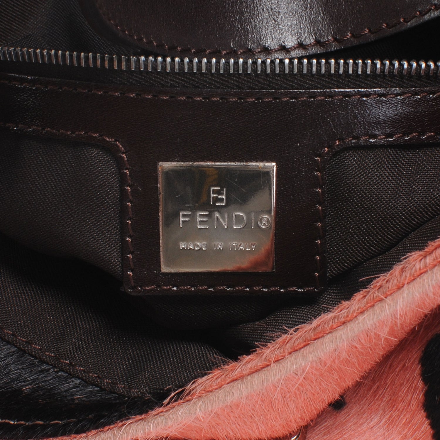 Fendi Calf Hair Cow Print Baguette Pink Black 7 of 8