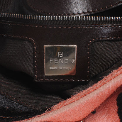 Fendi Calf Hair Cow Print Baguette Pink Black 7 of 8