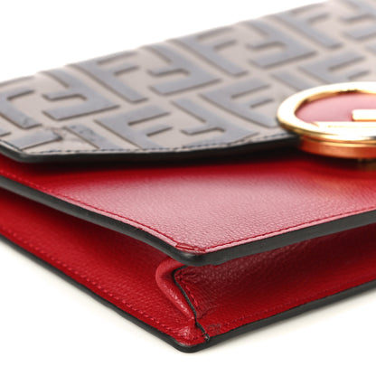 Fendi Vitello Cruise F is Fendi FF 1974 Embossed Medium Envelope Wallet On Chain Fragola Maya Black 7 of 12