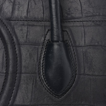 Celine Crocodile Embossed Calfskin Medium Phantom Luggage Navy Blue 12 of 16