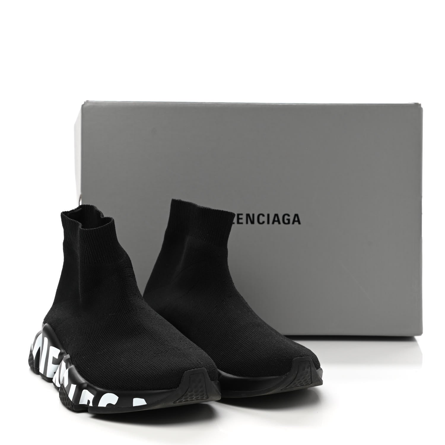 Balenciaga Neoprene Knit Womens Speed Graffiti Sneakers 36 Black White 8 of 8