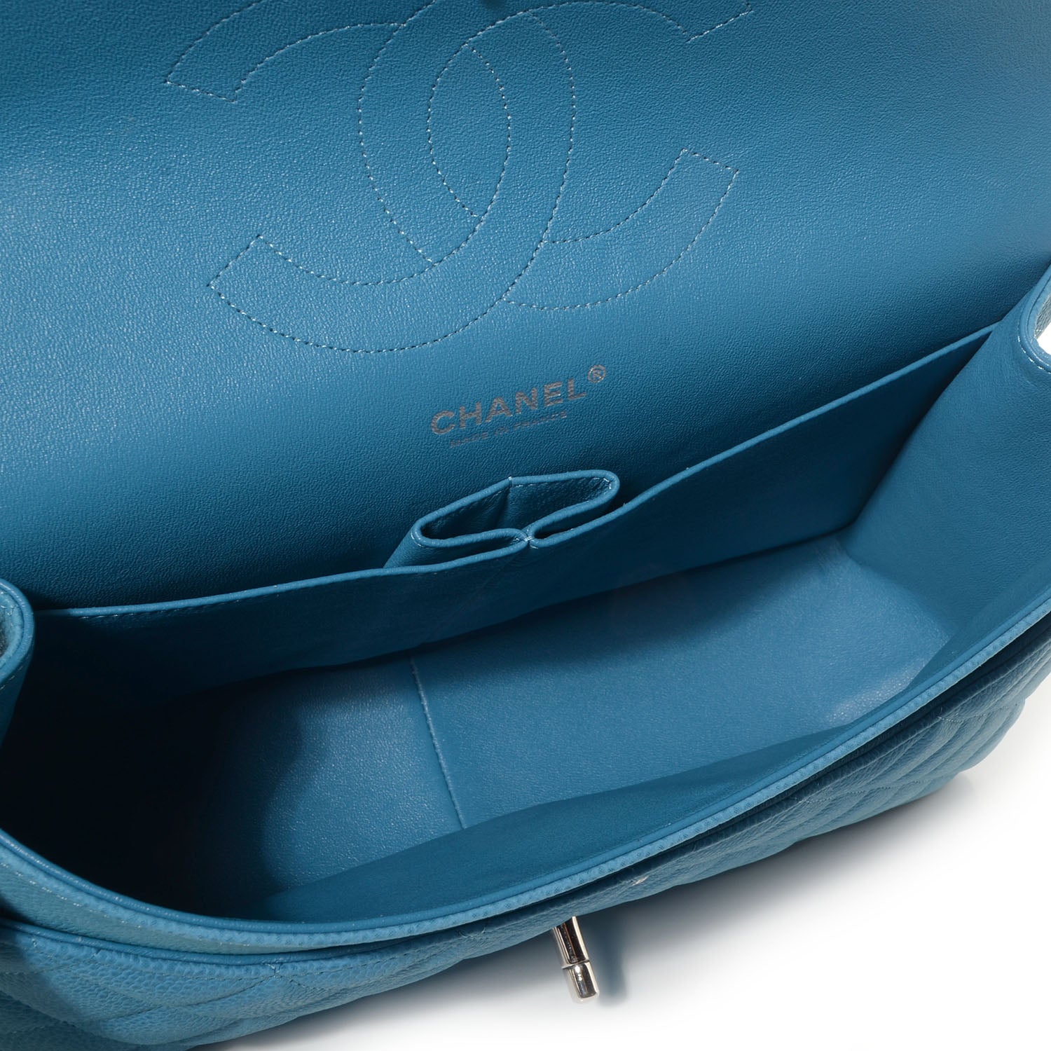 Chanel Iridescent Caviar Jumbo Double Flap Blue 5 of 10