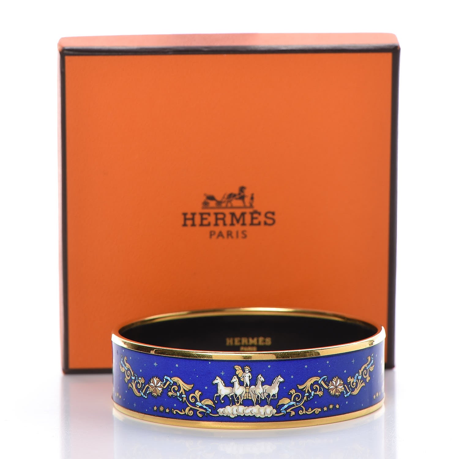 Hermes Enamel Printed Celestial Mythology Wide Bracelet 70 Bleu 6 of 6