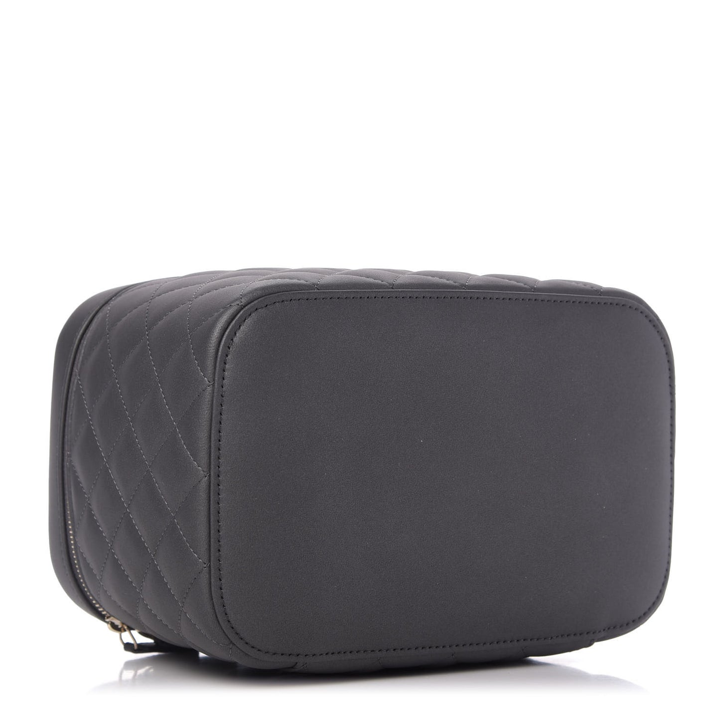 Lambskin Quilted Large Vanity Pouch Grey