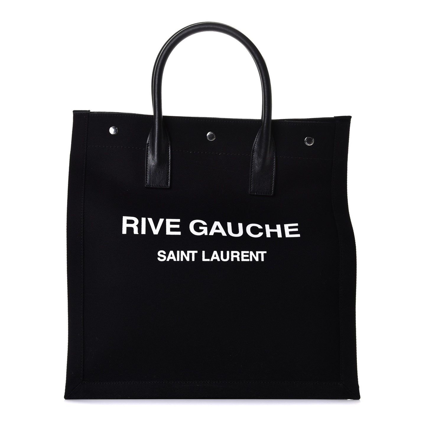 Linen Calfskin Rive Gauche North South Tote Black