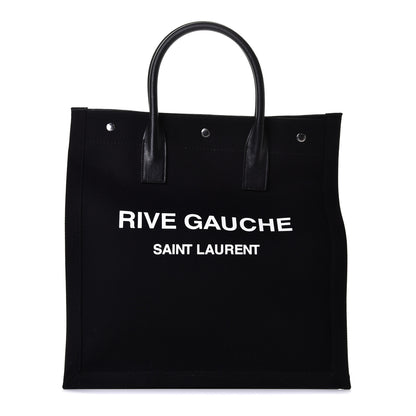 Saint Laurent Linen Calfskin Rive Gauche North South Tote Black 1 of 5