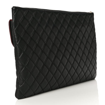 Chanel Grained Calfskin Quilted Large Archi Chic Cosmetic Case Black 3 of 12