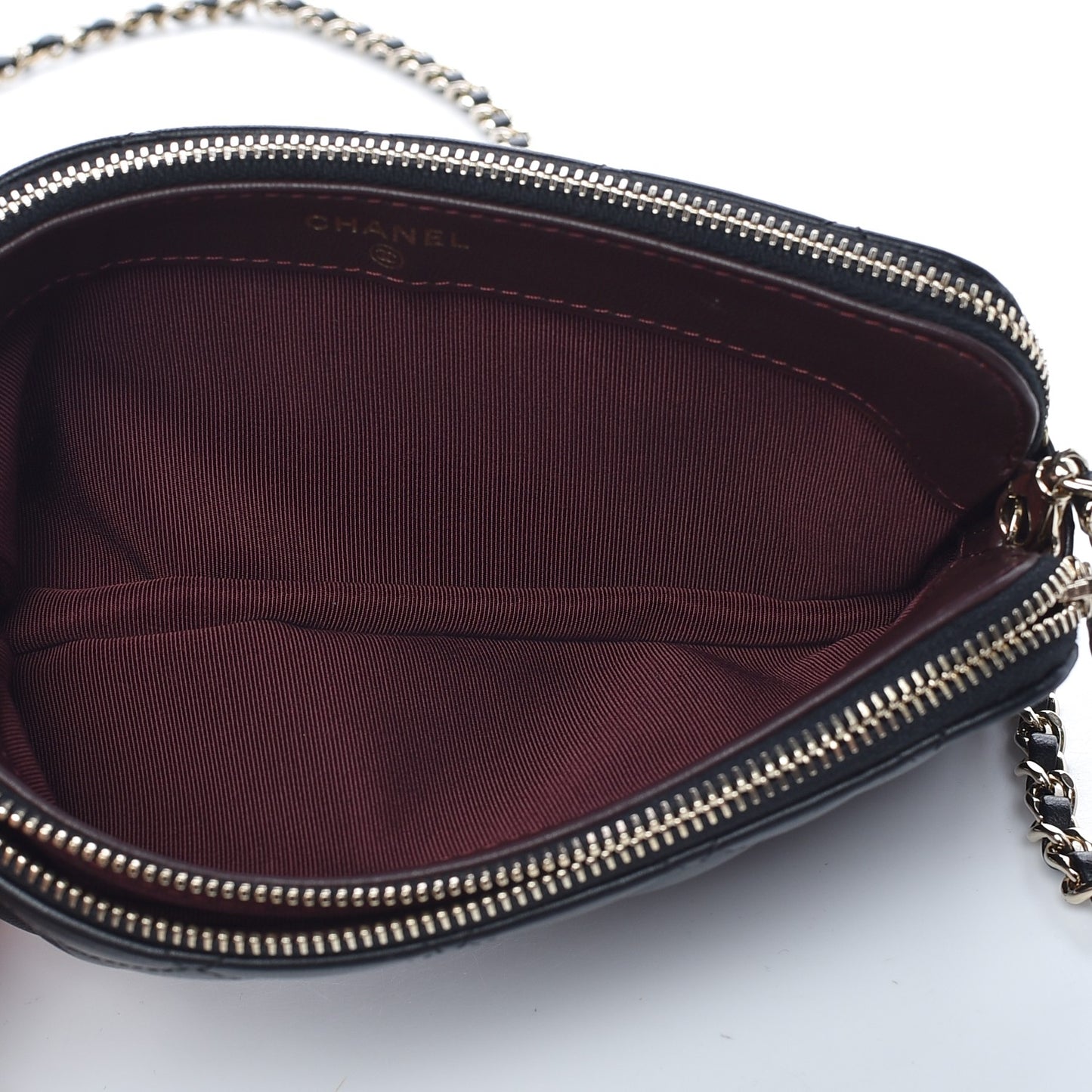 Lambskin Quilted Small Clutch With Chain Black