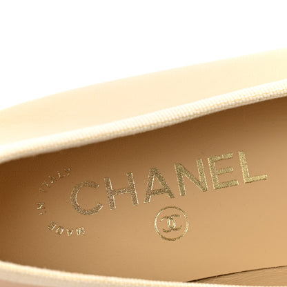 Chanel Lambskin Cap Toe CC Ballerina Flats 38 Beige Black 8 of 10