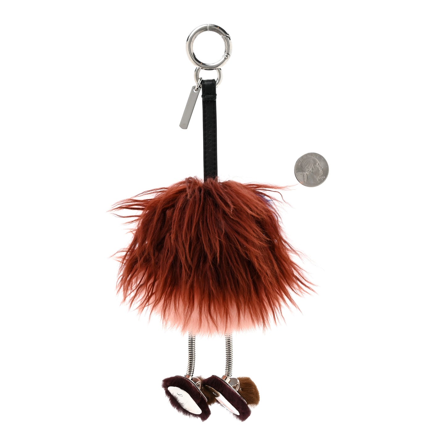 Mink Fox Fur Dad Wonders Bag Charm Peach Pink Rust