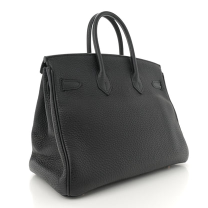 Hermes Taurillon Clemence Birkin 25 Etain Black 3 of 13