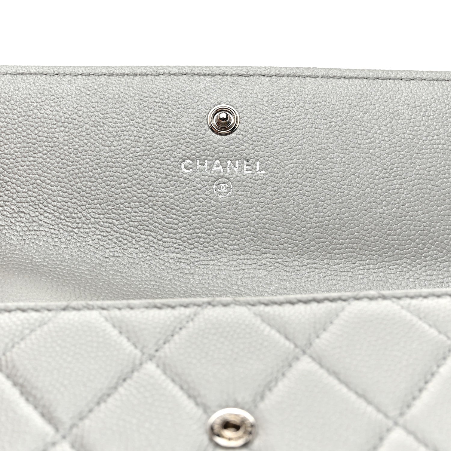 Chanel Metallic Caviar Quilted Large Boy Gusset Flap Wallet Silver 5 of 9