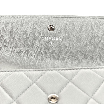 Chanel Metallic Caviar Quilted Large Boy Gusset Flap Wallet Silver 5 of 9