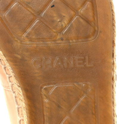 Chanel Lambskin CC Espadrilles 37 Beige Black 8 of 9
