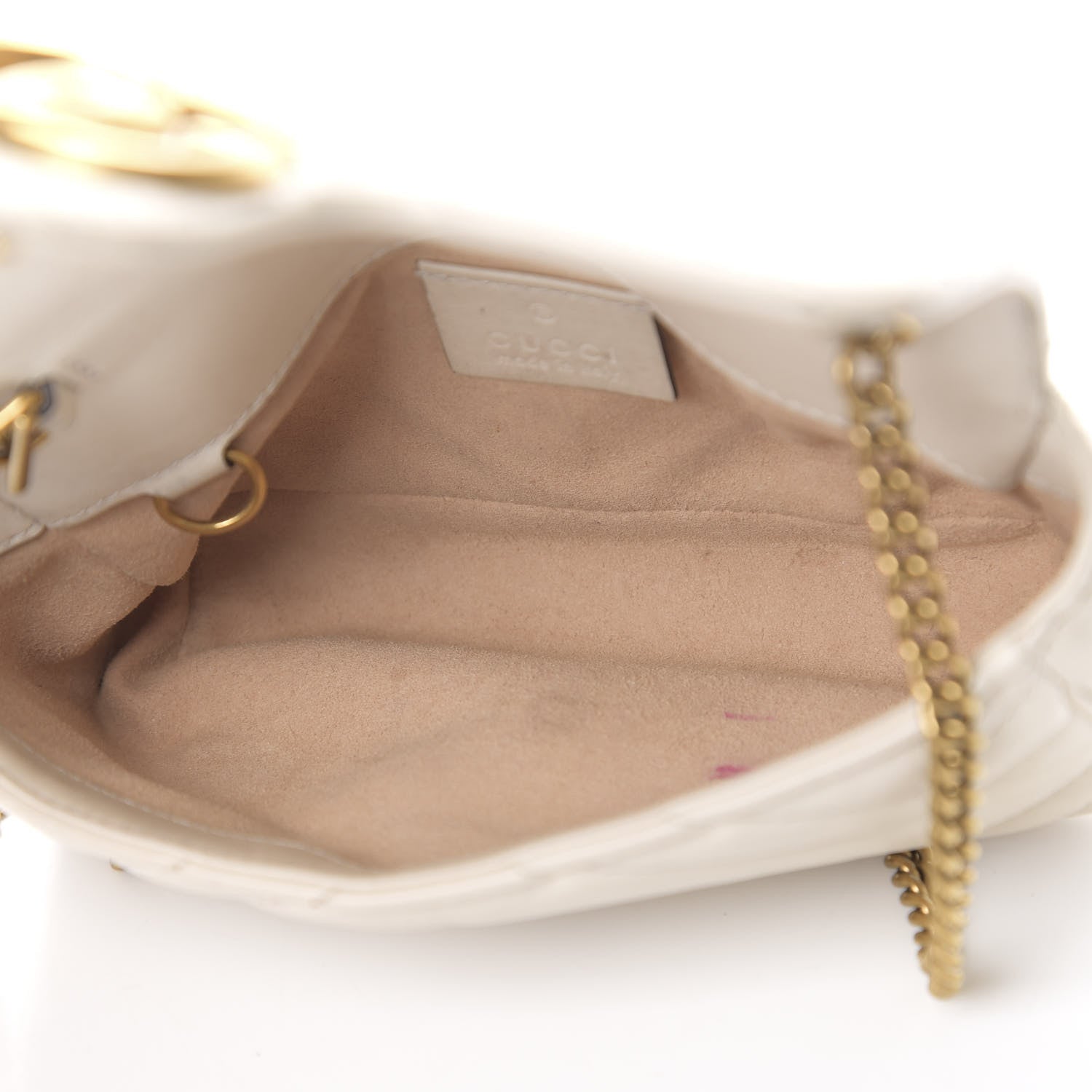 Gucci Calfskin Matelasse Super Mini GG Marmont Shoulder Bag White 4 of 17