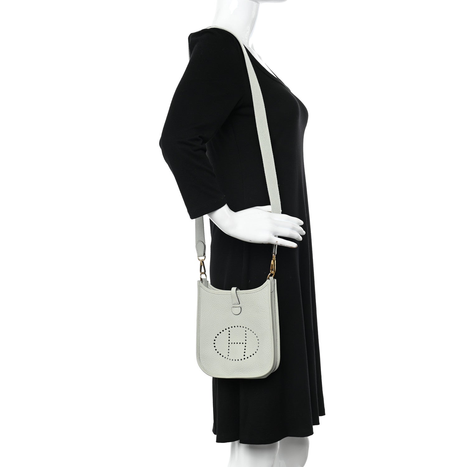 Hermes Taurillon Clemence Amazone Evelyne TPM Gris Neve 2 of 9