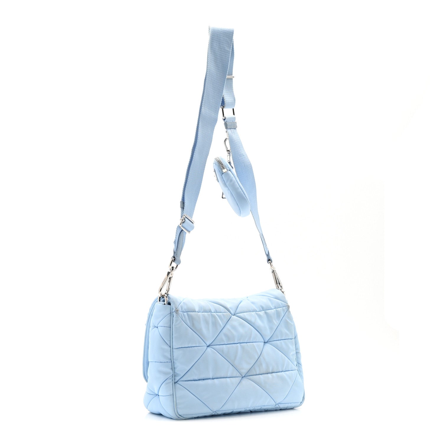 Prada Re-Nylon Quilted Padded Flap Shoulder Bag Celeste 3 of 20