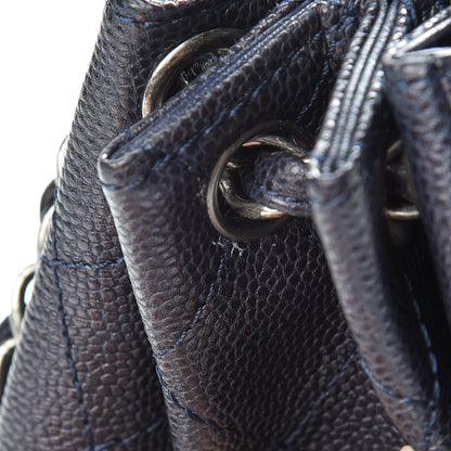 Chanel Caviar Quilted CC Accordion Shopping Bag Navy 15 of 15