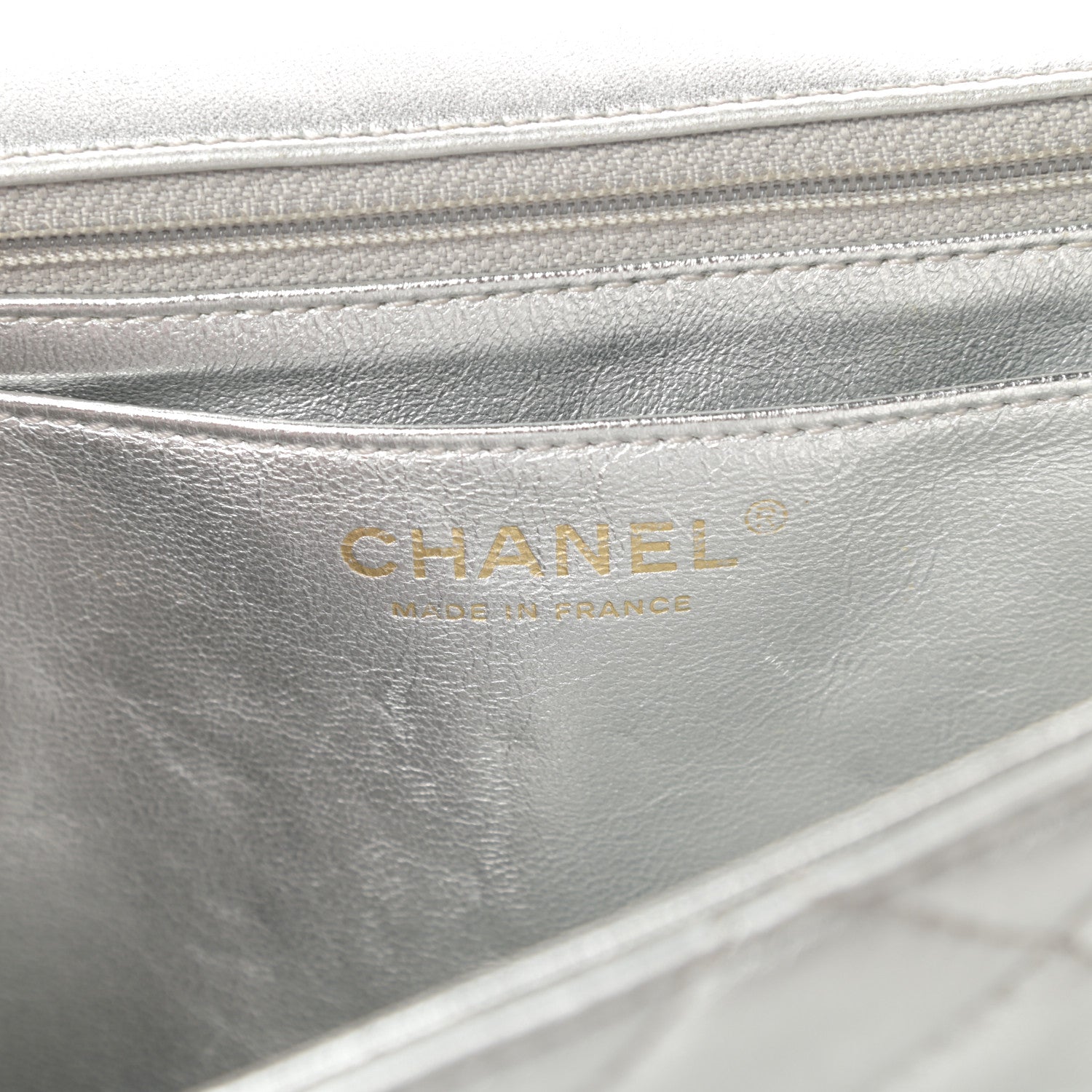 Chanel Metallic Lambskin Quilted Jumbo Single Flap Silver 6 of 14