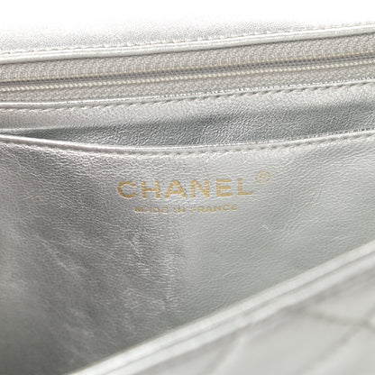 Chanel Metallic Lambskin Quilted Jumbo Single Flap Silver 6 of 14